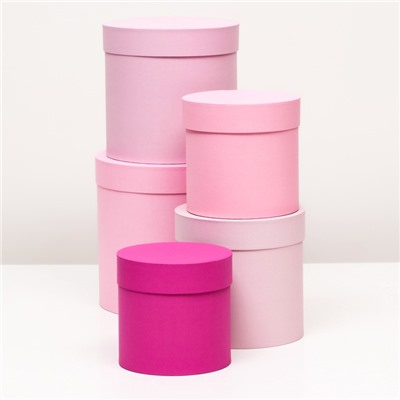 Набор шляпных подарочных коробок 5 в 1« Феерия», розовый, 23×23 - 14×14 см