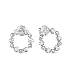 Серьги-пусеты из серебра с фианитами родированные 925 пробы С-3900р00