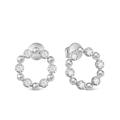 Серьги-пусеты из серебра с фианитами родированные 925 пробы С-3900р00