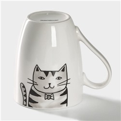 Кружка Доляна «Кис-кис-мяу», 350 мл, фарфор, белая