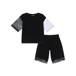 Комплект трикотажный для девочек: фуфайка (футболка), шорты