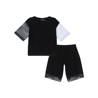 Комплект трикотажный для девочек: фуфайка (футболка), шорты