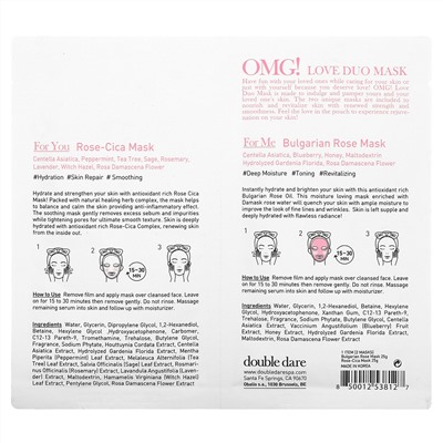 Double Dare, OMG! Love Duo Beauty Mask, 2 Masks