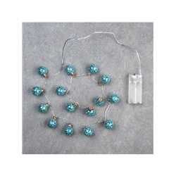 Гирлянда «Нить» 1.6 м с насадками «Бирюзовые шарики», IP20, серебристая нить, 15 LED, батарейки ААх2 (нет в комплекте), свечение белое