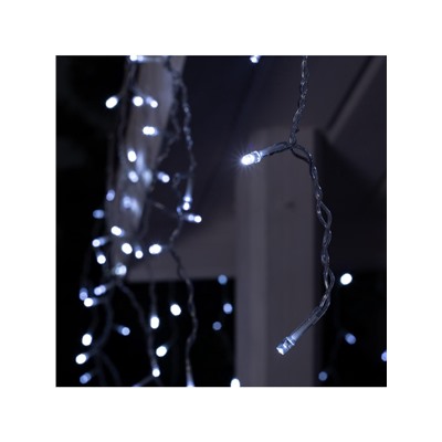 Гирлянда «Бахрома» 3×0.6 м, IP44, УМС, прозрачная нить, 160 LED, свечение белое, 220 В