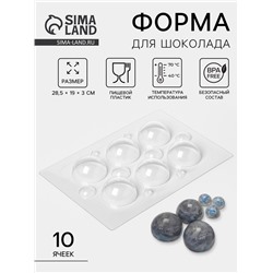 Форма для шоколада и конфет «Сферы», 10 ячеек, пластик, d=3/6 см, прозрачная