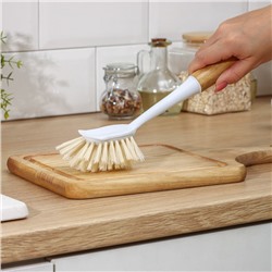Щётка для посуды Доляна Meli, 8×6.5×29 см, бамбуковая ручка, цвет бежевый