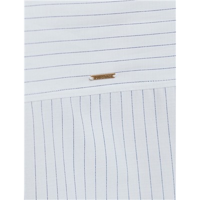 Блузка свободного силуэта в тонкую полоску из эластичного хлопка с добавлением льна