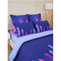 Постельное белье зима-лето из поплина с простыней на резинке - Сити Найт