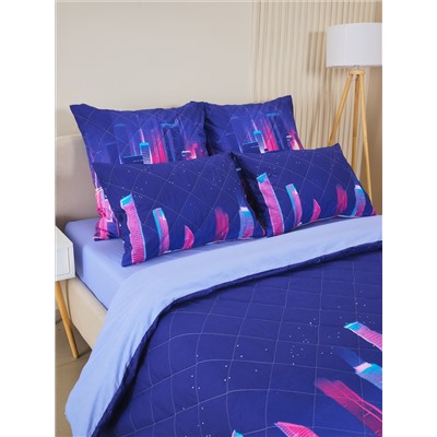 Постельное белье зима-лето из поплина с простыней на резинке - Сити Найт