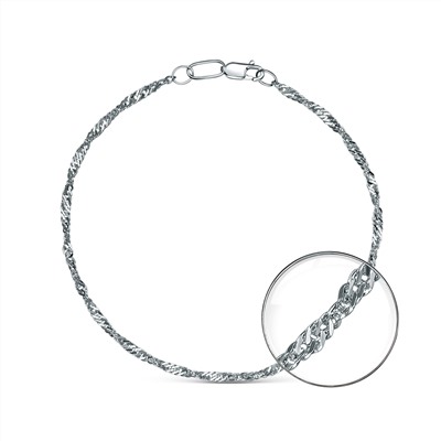 Браслет из серебра родированный - Сингапур 17 см 81040022716р