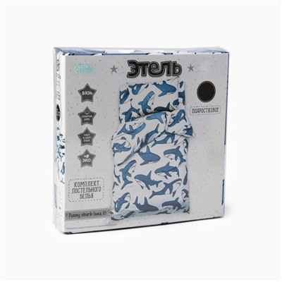 Постельное бельё 1.5-спальное «Этель» Funny shark (вид 2), бязь