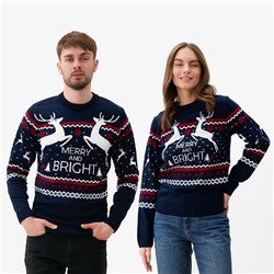 Свитер вязаный новогодний KAFTAN Family look, размер 46, синий