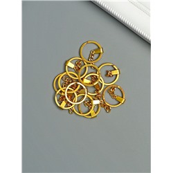 Основа для брелока: кольцо с плоским креплением, металл под золото, набор 12 шт., 3×6 см