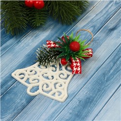 Ёлочная игрушка «Зимнее волшебство. Колокольчик ажур» пластик, 7×8 см, белый