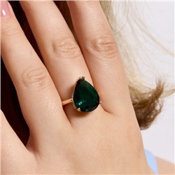 Кольцо 18 р бижутерия Дубайское золото: покрытие позолота, вставка: фианит, цвет: изумрудный, арт.414.139-18