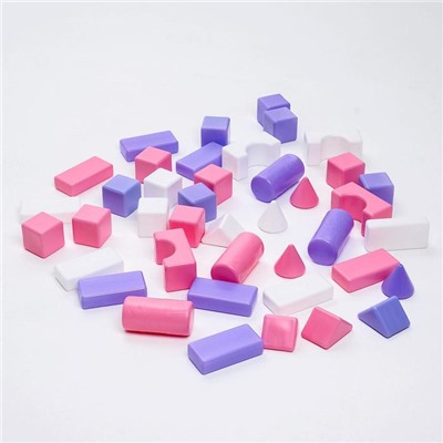 Кубики детские, пластиковые, цветные, 41 штука, 6 × 6 см, цвет розовый