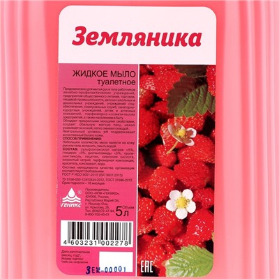Мыло жидкое туалетное Ника «Земляника», канистра, 5 л