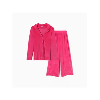 Пижама женская (рубашка, брюки) KAFTAN Plushy, размер 52-54, цвет фуксия