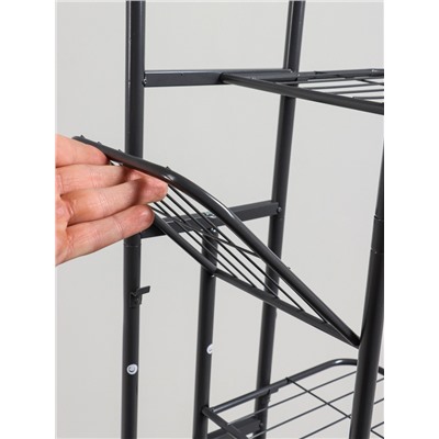 Подставка для цветов Greengo, 6 полок, 44×22×105 см, напольная, металл, тёмно-серая