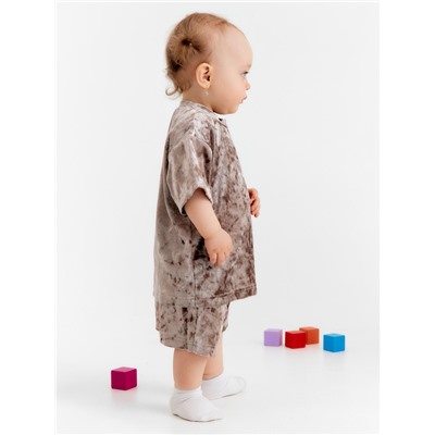 Костюм (шорты и футболка) Крошка Я «Бархат», рост 92-98 см, бежевый