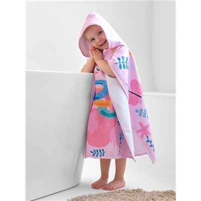 Полотенце - пончо детское махровое «Крошка Я. Фламинго», 60×120 см, розовое