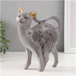 Фигурка полистоун «Серая кошечка с узорами», 5.5×14×17.5 см