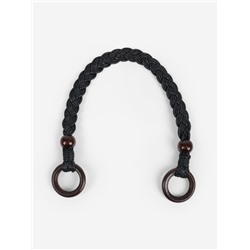 Ручки для сумки, 2 шт., вощёный шнур/дерево, 48×2 см, чёрные