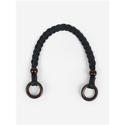 Ручки для сумки, 2 шт., вощёный шнур/дерево, 48×2 см, чёрные