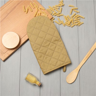 Варежка-прихватка «Этель» Kitchen, коричневая, 15×28 см, саржа, 100% хлопок