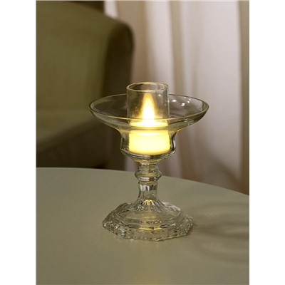Стеклянный подсвечник на 1 свечу «Чаша», бокал на ножке, прозрачный, 12×11.4×11.4 см