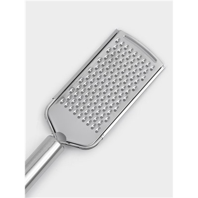 Тёрка для сыра Доляна «Металлик», 24×6 см, мелкая, с ручкой, нержавеющая сталь, серебристая