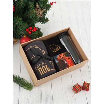 Подарочный набор новогодний «Больших побед», плед, перчатки и аксессуары