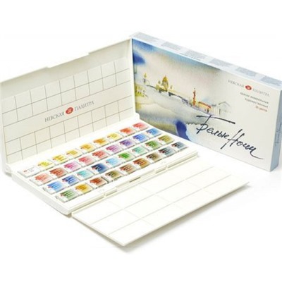 Набор красок акварельных художественных 36цв Белые ночи, кюветы в пластике с палитрой 1942258 Невская палитра