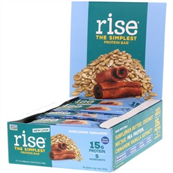 Rise Bar, THE SIMPLEST PROTEIN BAR, Sunflower Cinnamon, 12 Bars, 2.1 oz (60 g) Each