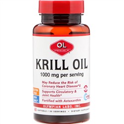Olympian Labs, Масло криля, 1000 мг, 60 желатиновых капсул