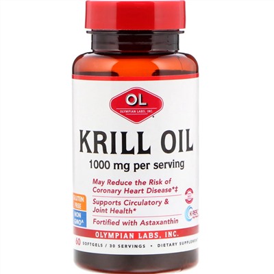 Olympian Labs, Масло криля, 1000 мг, 60 желатиновых капсул