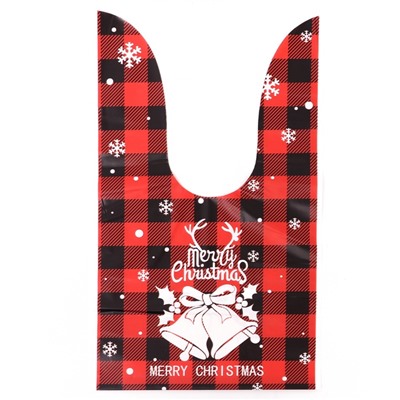 Пакет полиэтиленовый подарочный новогодний, с ушками «Клетка красная», МИКС, 13×23 см