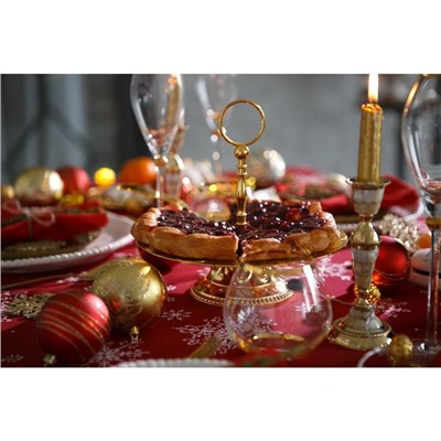 Скатерть новогодняя «Доляна» Белые снежинки 110×149± 3 см, 100% хлопок, 164 г/м²