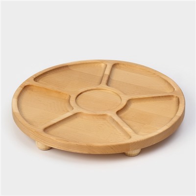 Менажница Adelica «Фортуна», 6 секций, на ножках с соусницей, d=30 см, 70 мл, дерево берёза