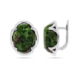 Серьги из серебра цоизит, МЦВА170
