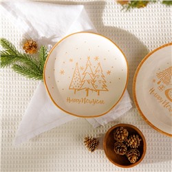 Тарелка SL Home «С Новым Годом», d=21 см, фарфор, белая