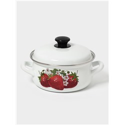 Кастрюля эмалированная, 2 л, d=20.5 см, с крышкой, белая