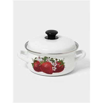 Кастрюля эмалированная, 2 л, d=20.5 см, с крышкой, белая