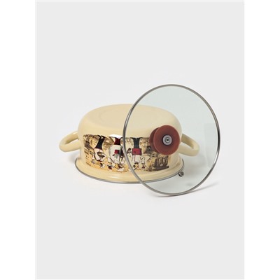 Кастрюля эмалированная «Сомелье», 2 л, d=20.5 см, цвет слоновой кости