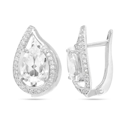 Серьги из серебра горный хрусталь, СПН4039
