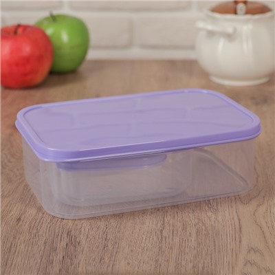 Набор контейнеров для хранения еды Доляна, 3 шт.: 150 мл, 500 мл, 1.2 л, пластик, сиреневый