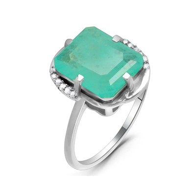 Кольцо из серебра турмалин голубой выращ., Синтия