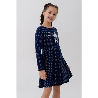 Платье Айрис длинный рукав детское (Темно-синий)