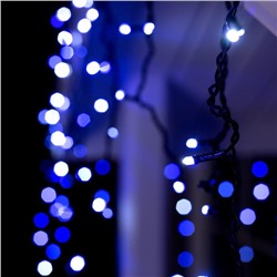Гирлянда «Бахрома» 4 × 0.6 м, IP44, тёмная нить, 180 LED, свечение бело-синее, мигание, 220 В